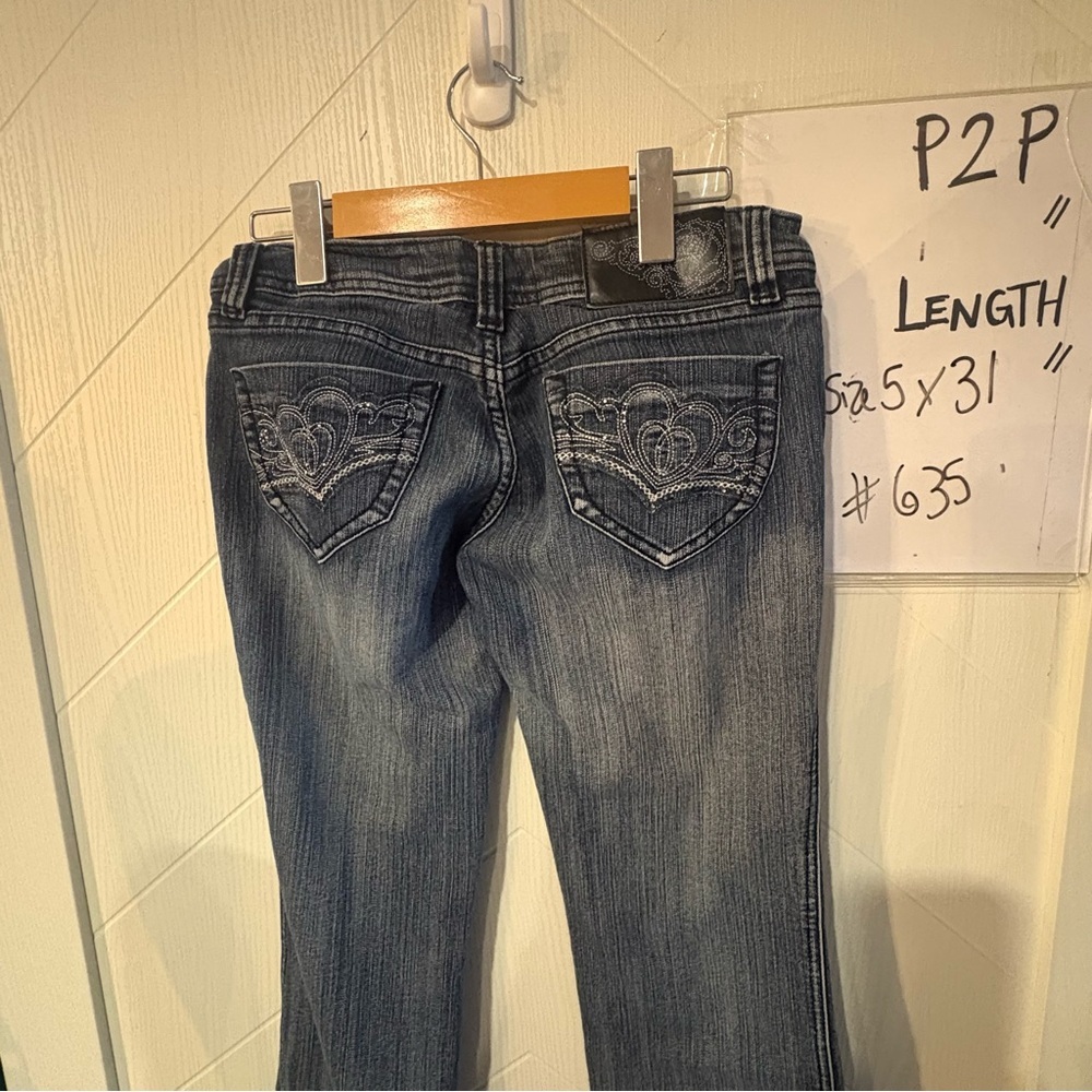 Bongo Hardcore Denim Y2K Bootcut Jeans Low Rise Indigo Flare Dark Wash W5/L33 - Picture 6 of 8